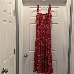 Natural Life Smocked Top Boho Maxi Dress floral size Large